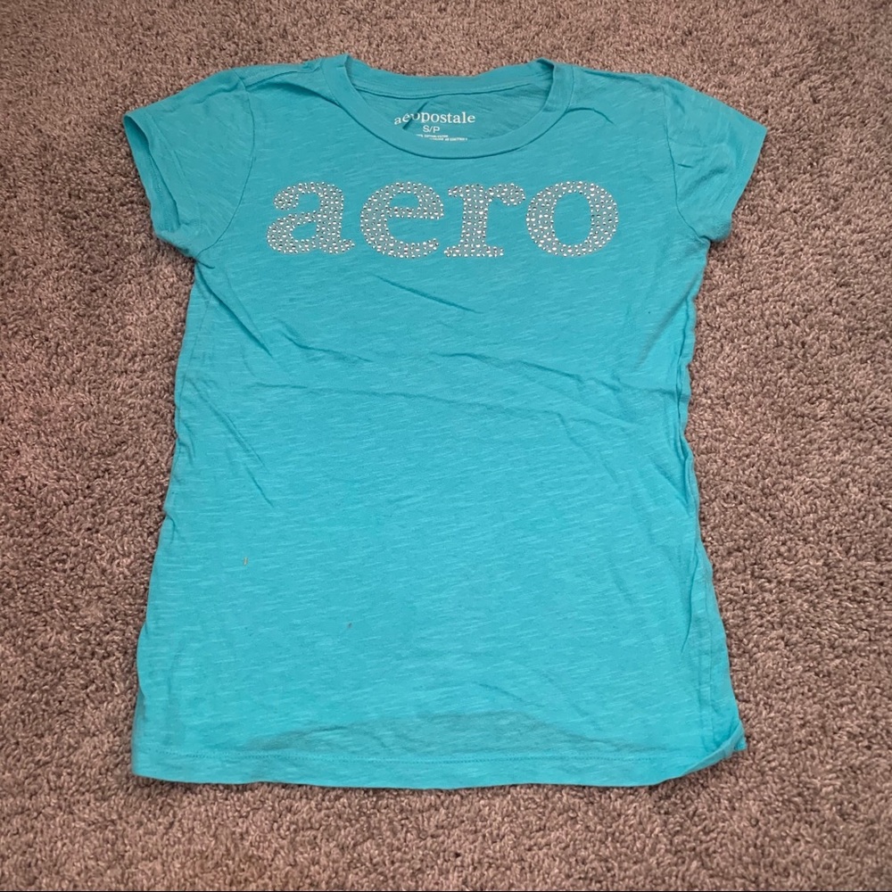 Y2K blue jeweled small Aeropostale tee